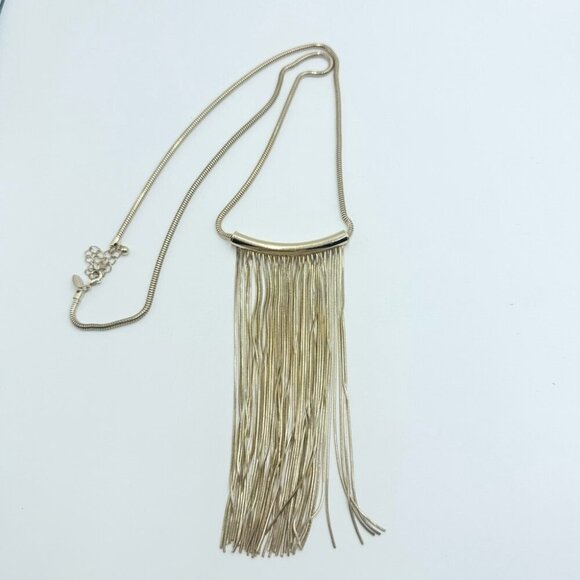 Natasha Bib Fringe Collar Multi-Chain Gold Tone Chunky Necklace - Picture 2 of 6